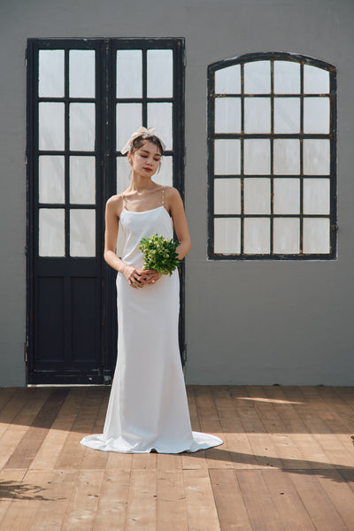 パールショルダー ソフトマーメイドドレス(W303)