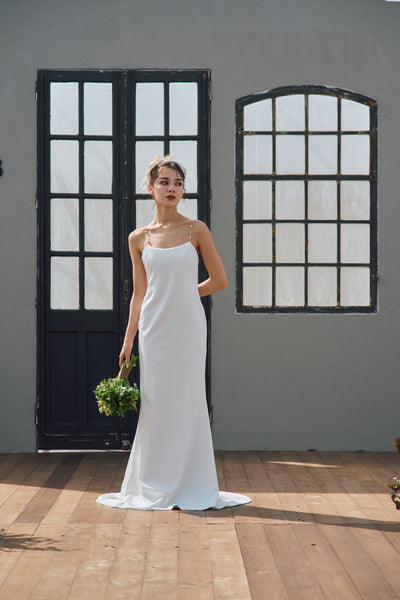 パールショルダー ソフトマーメイドドレス(W303)