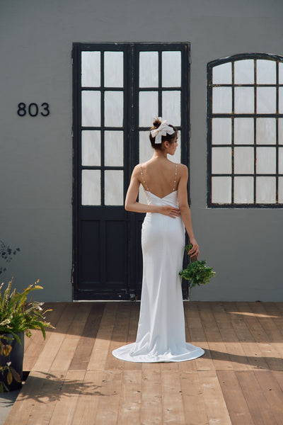 パールショルダー ソフトマーメイドドレス(W303)