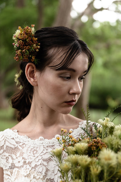 クルーネック 花柄レース スレンダードレス(W174)