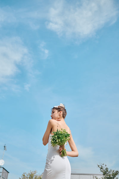 パールショルダー ソフトマーメイドドレス(W303)