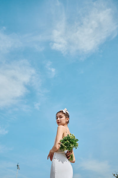 パールショルダー ソフトマーメイドドレス(W303)