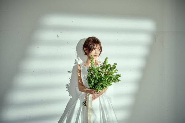 ミカド風サテン 2way バックリボン Aラインドレス(W288)