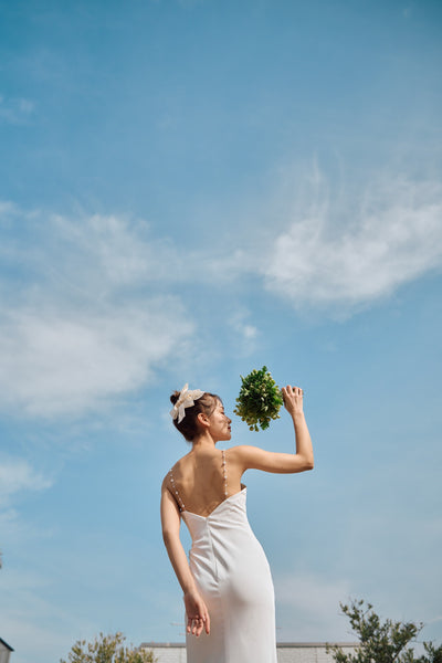 パールショルダー ソフトマーメイドドレス(W303)