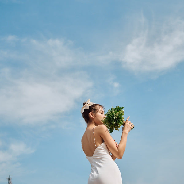 パールショルダー ソフトマーメイドドレス(W303)