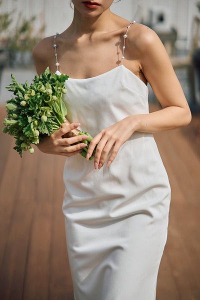 パールショルダー ソフトマーメイドドレス(W303)