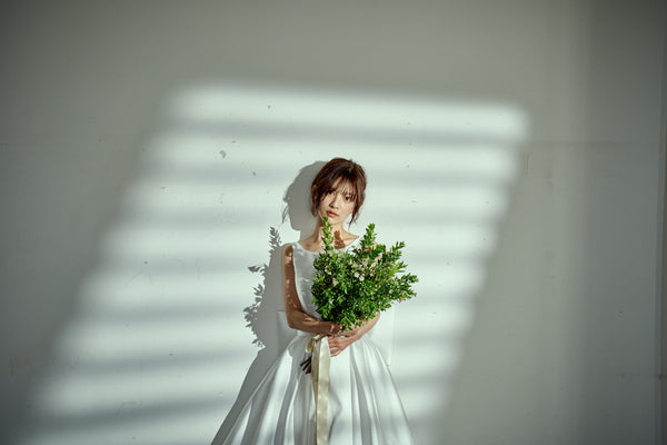 ミカド風サテン 2way バックリボン Aラインドレス(W288)