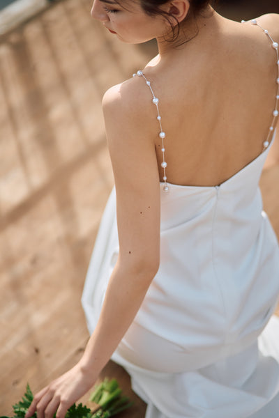 パールショルダー ソフトマーメイドドレス(W303)