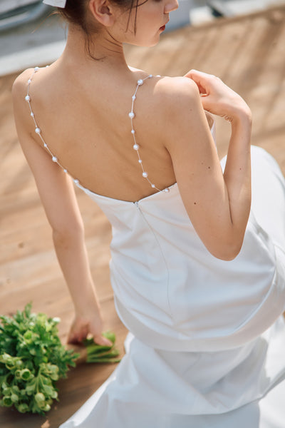 パールショルダー ソフトマーメイドドレス(W303)