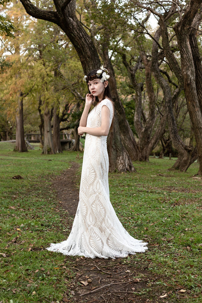 総レース フレンチスリーブ スレンダードレス(W175)