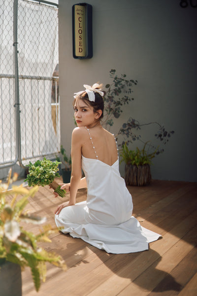 パールショルダー ソフトマーメイドドレス(W303)