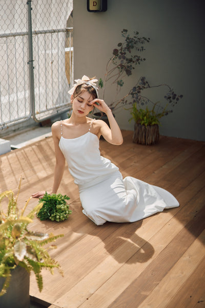 パールショルダー ソフトマーメイドドレス(W303)