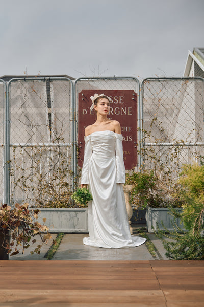 ロングスリーブ ドレープドレス(W305)