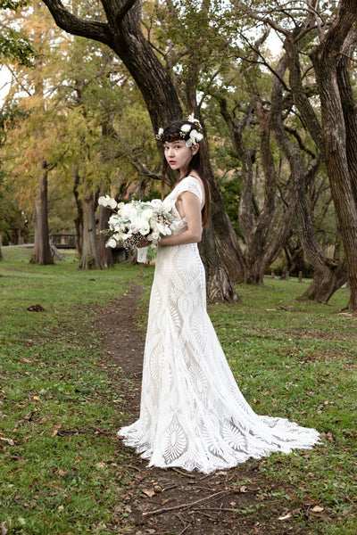 総レース フレンチスリーブ スレンダードレス(W175)