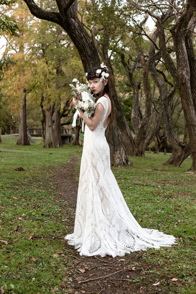 総レース フレンチスリーブ スレンダードレス(W175)