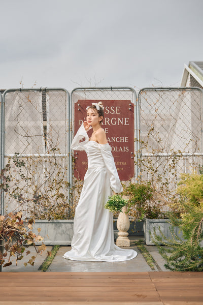 ロングスリーブ ドレープドレス(W305)