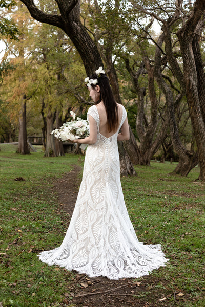 総レース フレンチスリーブ スレンダードレス(W175)