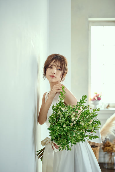 ミカド風サテン 2way バックリボン Aラインドレス(W288)