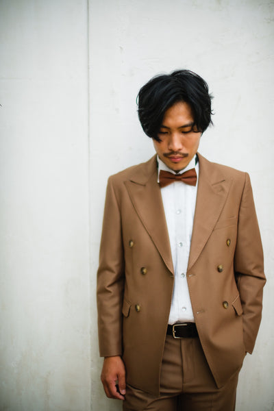 ダブル メンズスーツ タキシード ツーピース カーキブラウン (M02)