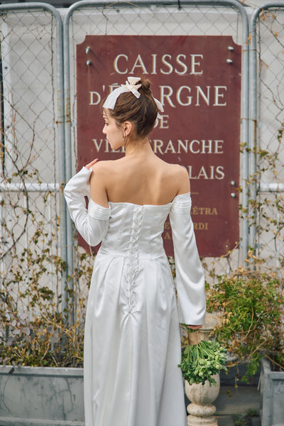 ロングスリーブ ドレープドレス(W305)