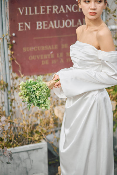 ロングスリーブ ドレープドレス(W305)