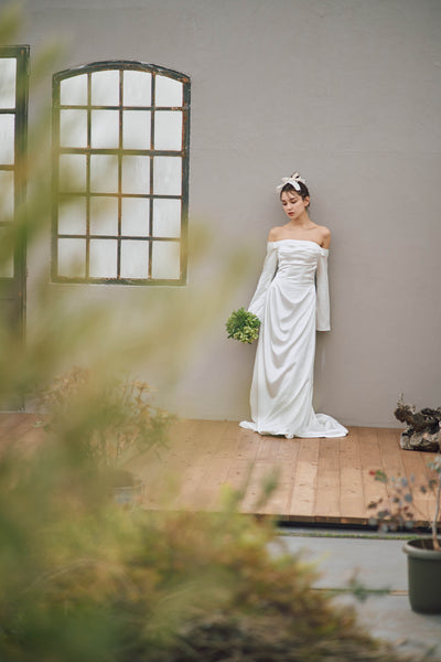 ロングスリーブ ドレープドレス(W305)