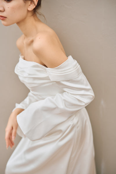 ロングスリーブ ドレープドレス(W305)