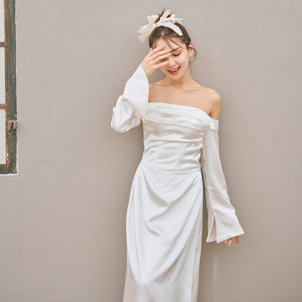 ロングスリーブ ドレープドレス(W305)