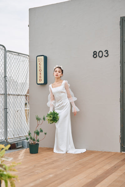 スクエアネック ロングスリーブドレス(N03)