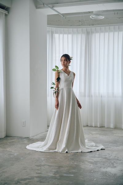 ジャガード バックリボン ノースリーブドレス(W321)