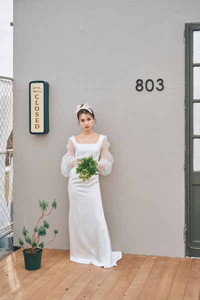 スクエアネック ロングスリーブドレス(N03)