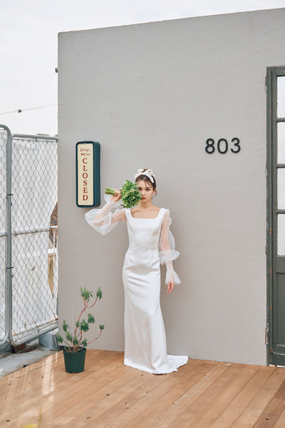 スクエアネック ロングスリーブドレス(N03)