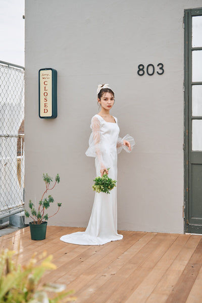 スクエアネック ロングスリーブドレス(N03)