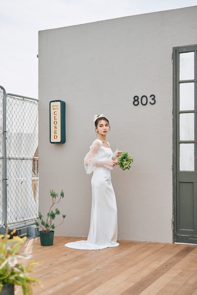 スクエアネック ロングスリーブドレス(N03)