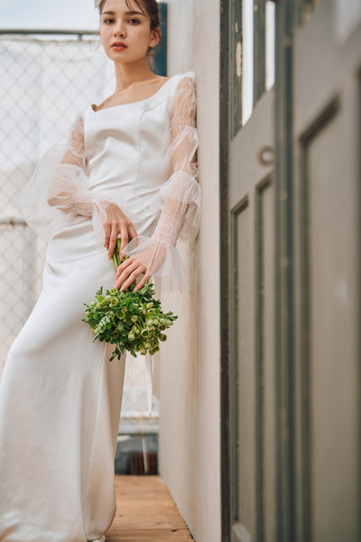 スクエアネック ロングスリーブドレス(N03)