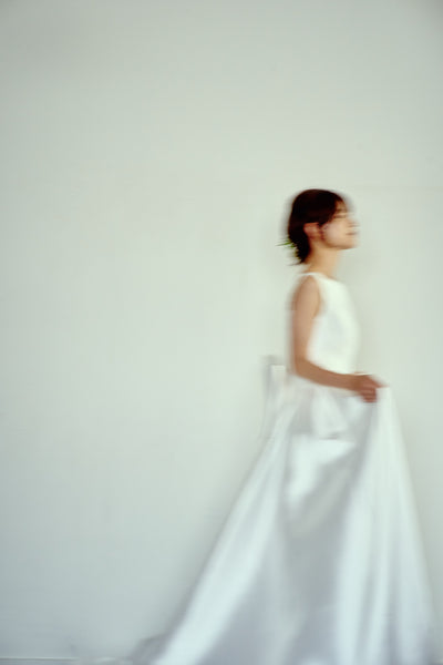 ミカド風サテン 2way バックリボン Aラインドレス(W288)