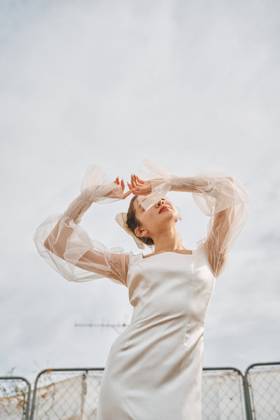 スクエアネック ロングスリーブドレス(N03)