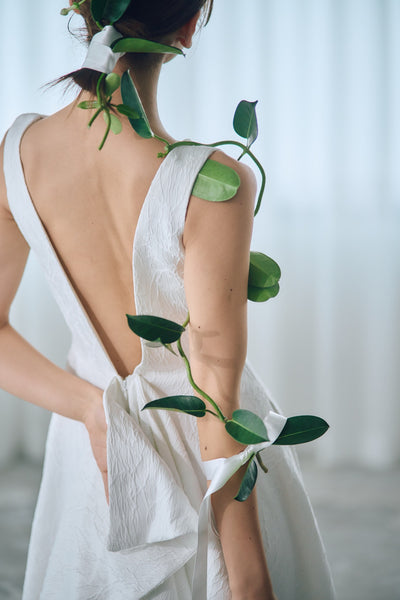 ジャガード バックリボン ノースリーブドレス(W321)