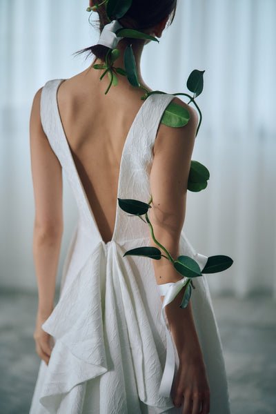 ジャガード バックリボン ノースリーブドレス(W321)