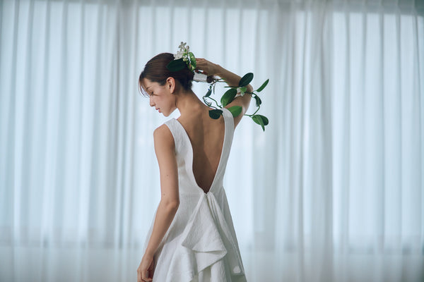 ジャガード バックリボン ノースリーブドレス(W321)