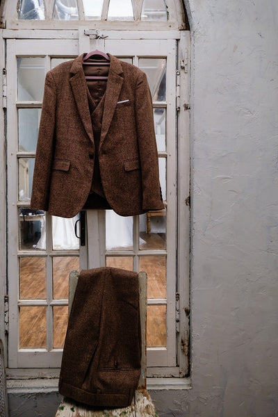 ツイード スリーピース メンズスーツ タキシード(M05)