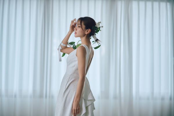 ジャガード バックリボン ノースリーブドレス(W321)