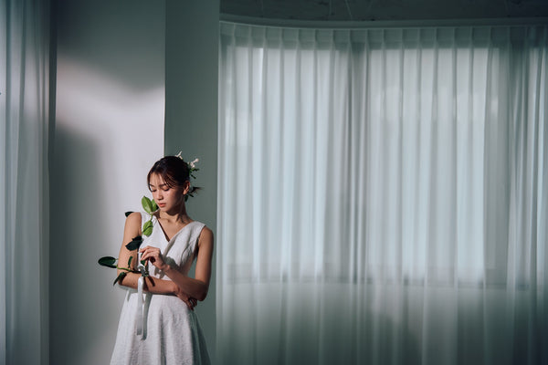 ジャガード バックリボン ノースリーブドレス(W321)