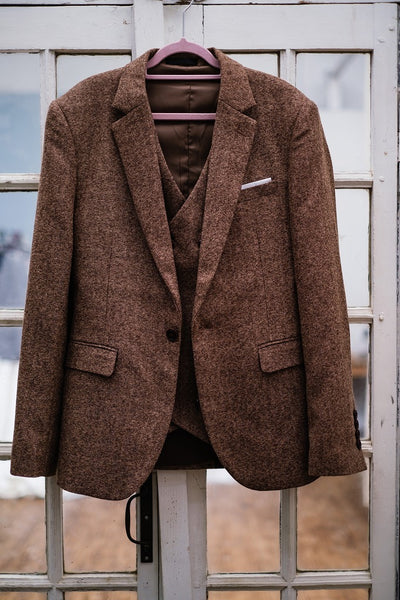 ツイード スリーピース メンズスーツ タキシード(M05)