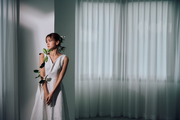 ジャガード バックリボン ノースリーブドレス(W321)