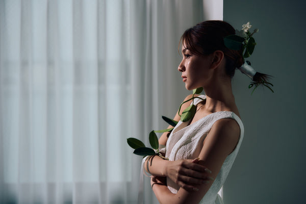 ジャガード バックリボン ノースリーブドレス(W321)