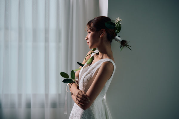 ジャガード バックリボン ノースリーブドレス(W321)