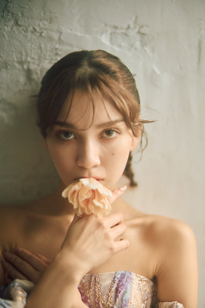 2way 総柄 ジャガード パフスリーブドレス(W299)