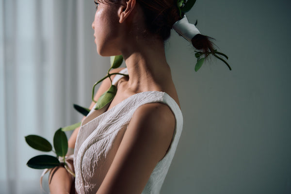 ジャガード バックリボン ノースリーブドレス(W321)