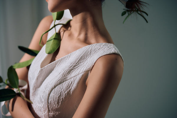 ジャガード バックリボン ノースリーブドレス(W321)